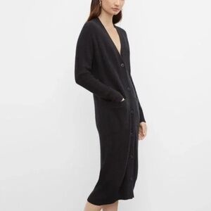 Unworn Club Monaco Black Cashmere Button Front Long Cardigan